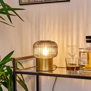 hofstein Lampe de table Gallo Or, Laiton, 1 lumière* Lampes En Verre
