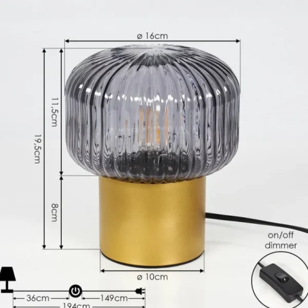 hofstein Lampe de table Gallo Or, Laiton, 1 lumière* Lampes En Verre