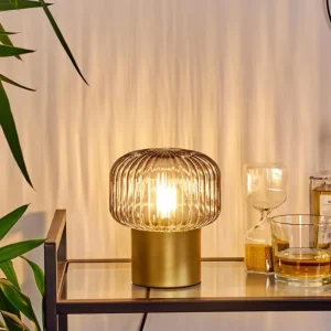 hofstein Lampe de table Gallo Or, Laiton, 1 lumière* Lampes En Verre
