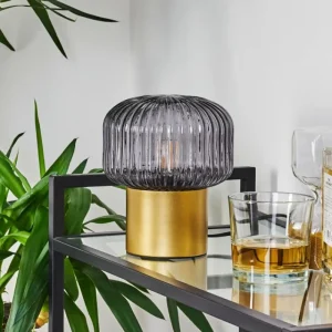 hofstein Lampe de table Gallo Or, Laiton, 1 lumière* Lampes En Verre