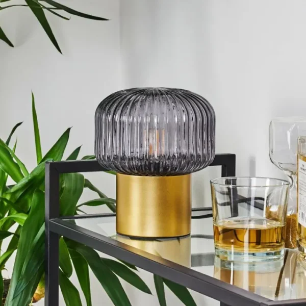 hofstein Lampe de table Gallo Or, Laiton, 1 lumière* Lampes En Verre