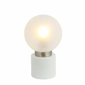 Luminaires Globo Lighting Lampe de table Globo MARKA Nickel mat, Blanc, 1 lumière* Lampes En Verre