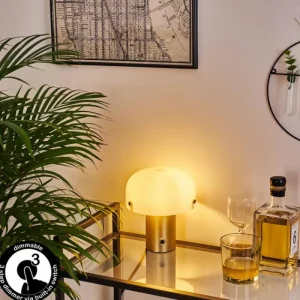 hofstein Lampe de table Guicia Or, Laiton, 1 lumière* Lampes En Verre