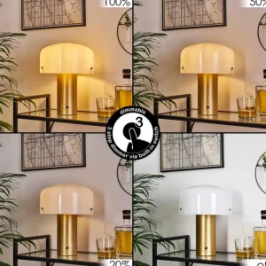 hofstein Lampe de table Guicia Or, Laiton, 1 lumière* Lampes En Verre