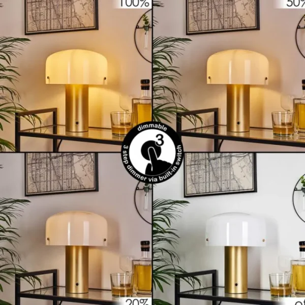 hofstein Lampe de table Guicia Or, Laiton, 1 lumière* Lampes En Verre