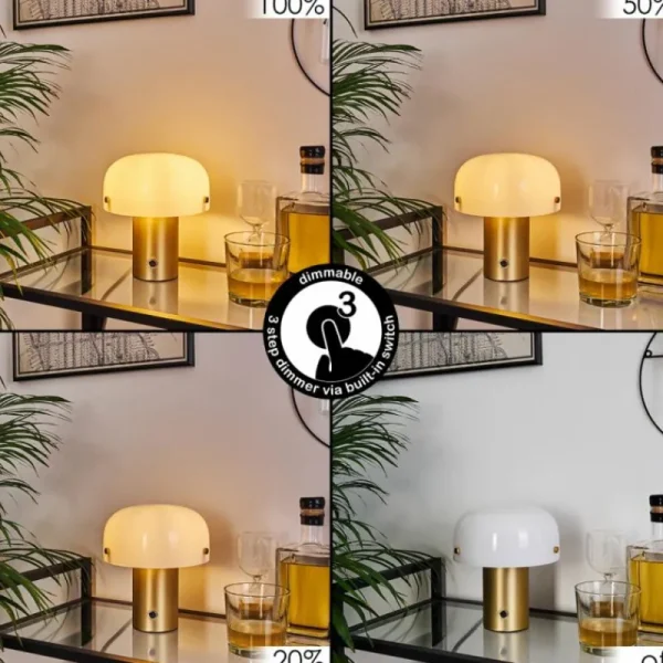 hofstein Lampe de table Guicia Or, Laiton, 1 lumière* Lampes En Verre