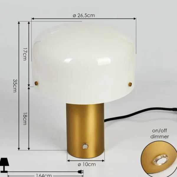 hofstein Lampe de table Guicia Or, Laiton, 1 lumière* Lampes En Verre