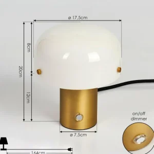 hofstein Lampe de table Guicia Or, Laiton, 1 lumière* Lampes En Verre
