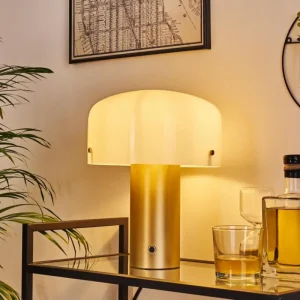 hofstein Lampe de table Guicia Or, Laiton, 1 lumière* Lampes En Verre