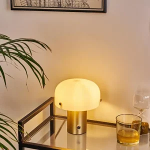 hofstein Lampe de table Guicia Or, Laiton, 1 lumière* Lampes En Verre
