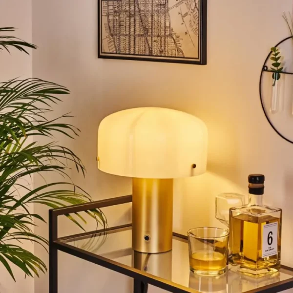 hofstein Lampe de table Guicia Or, Laiton, 1 lumière* Lampes En Verre