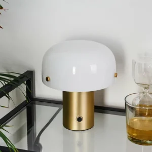 hofstein Lampe de table Guicia Or, Laiton, 1 lumière* Lampes En Verre