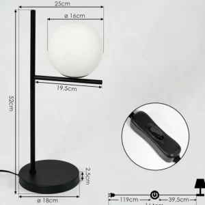 hofstein Lampe de table Hogatza Noir, 1 lumière* Lampes En Verre
