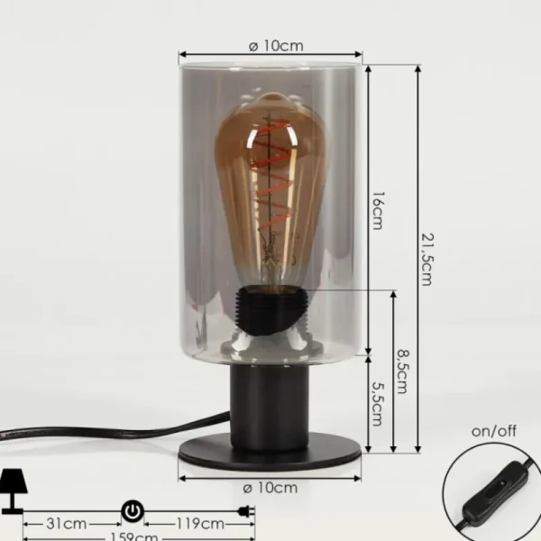 hofstein Lampe de table Hunouri Noir, 1 lumière* Lampes Modernes