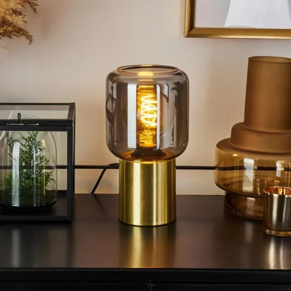 hofstein Lampe de table Keppoch Laiton, 1 lumière* Lampes En Verre