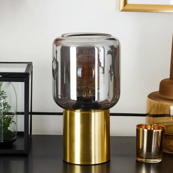 hofstein Lampe de table Keppoch Laiton, 1 lumière* Lampes En Verre