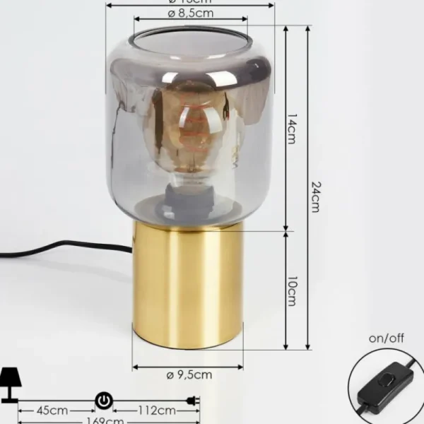 hofstein Lampe de table Keppoch Laiton, 1 lumière* Lampes En Verre