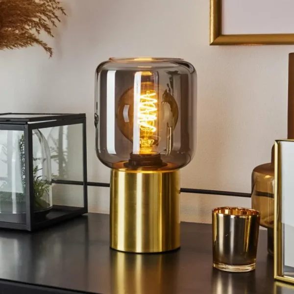 hofstein Lampe de table Keppoch Laiton, 1 lumière* Lampes En Verre