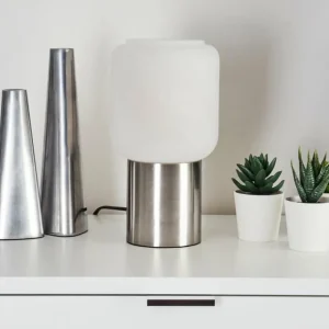 hofstein Lampe de table Keppoch Nickel mat, 1 lumière* Lampes En Verre