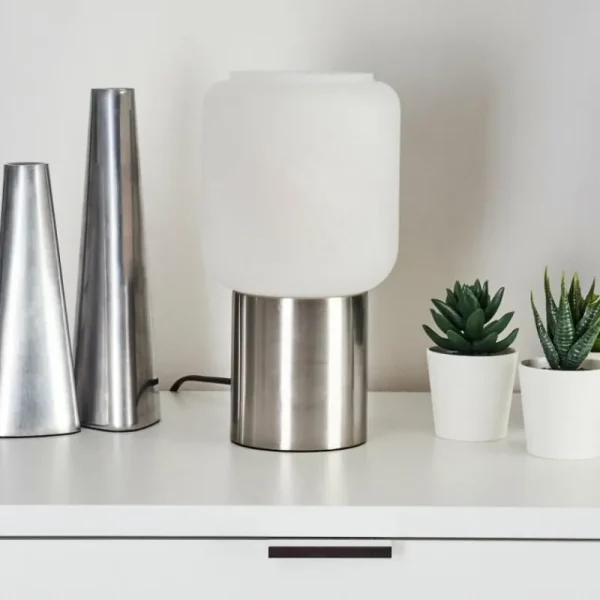 hofstein Lampe de table Keppoch Nickel mat, 1 lumière* Lampes En Verre
