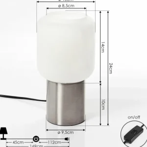 hofstein Lampe de table Keppoch Nickel mat, 1 lumière* Lampes En Verre