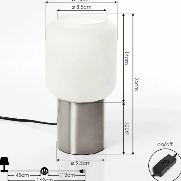 hofstein Lampe de table Keppoch Nickel mat, 1 lumière* Lampes En Verre