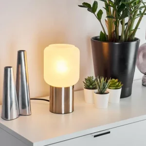 hofstein Lampe de table Keppoch Nickel mat, 1 lumière* Lampes En Verre