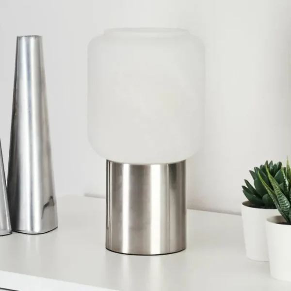 hofstein Lampe de table Keppoch Nickel mat, 1 lumière* Lampes En Verre