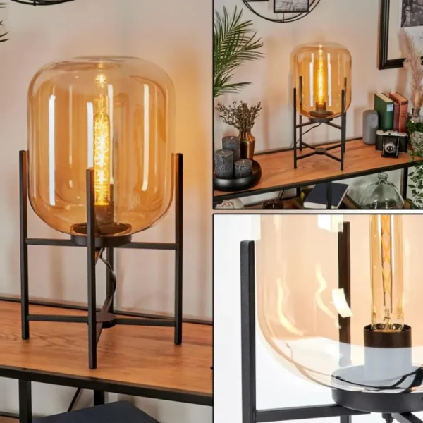 hofstein Lampe de table Manzano Noir, 1 lumière* Lampes En Verre