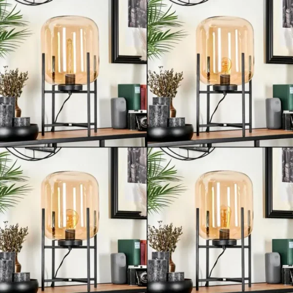 hofstein Lampe de table Manzano Noir, 1 lumière* Lampes En Verre