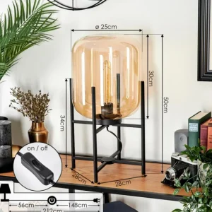 hofstein Lampe de table Manzano Noir, 1 lumière* Lampes En Verre