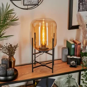 hofstein Lampe de table Manzano Noir, 1 lumière* Lampes En Verre