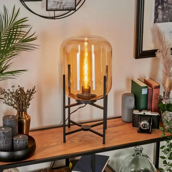 hofstein Lampe de table Manzano Noir, 1 lumière* Lampes En Verre