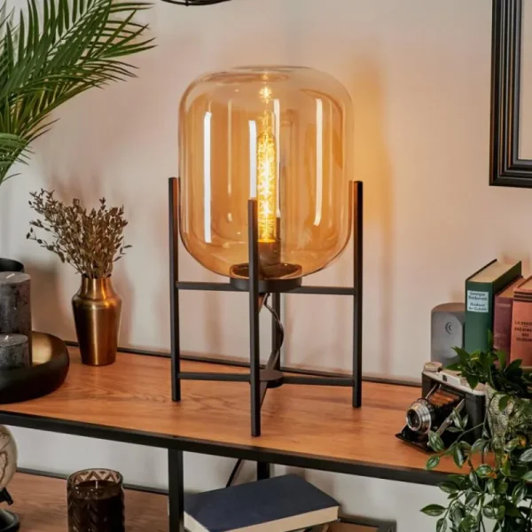 hofstein Lampe de table Manzano Noir, 1 lumière* Lampes En Verre