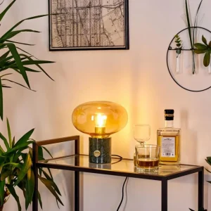 hofstein Lampe de table Maoro Vert, Laiton, 1 lumière* Lampes En Verre