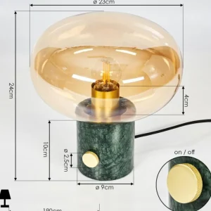 hofstein Lampe de table Maoro Vert, Laiton, 1 lumière* Lampes En Verre