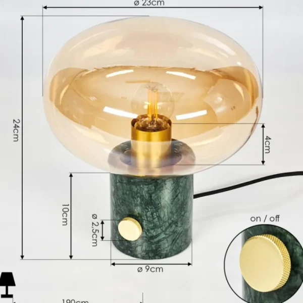 hofstein Lampe de table Maoro Vert, Laiton, 1 lumière* Lampes En Verre