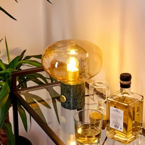 hofstein Lampe de table Maoro Vert, Laiton, 1 lumière* Lampes En Verre
