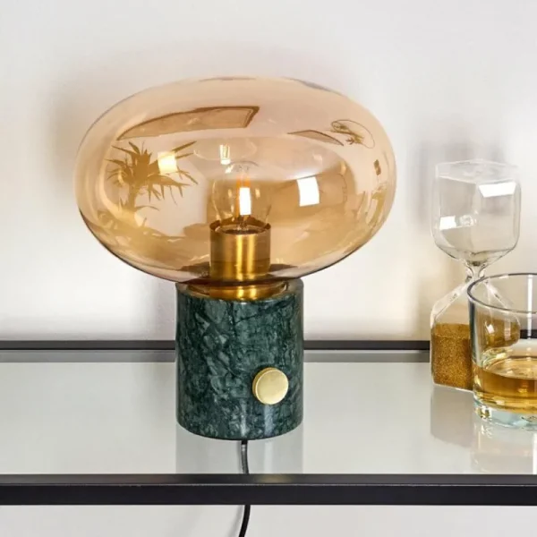 hofstein Lampe de table Maoro Vert, Laiton, 1 lumière* Lampes En Verre