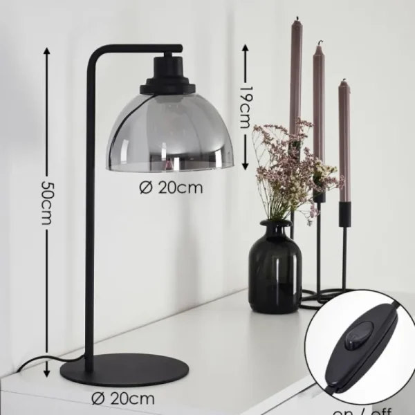 hofstein Lampe de table Morzine Noir, 1 lumière* Lampes En Verre