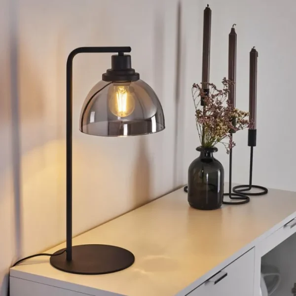 hofstein Lampe de table Morzine Noir, 1 lumière* Lampes En Verre