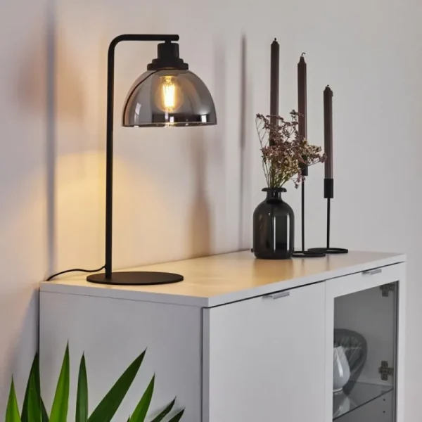 hofstein Lampe de table Morzine Noir, 1 lumière* Lampes En Verre