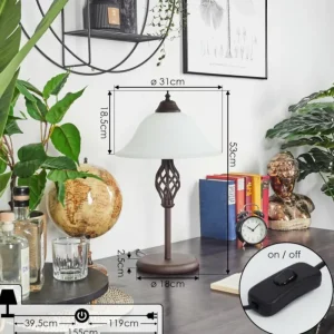 hofstein Lampe de table Mosquerito Rouille, 2 lumières* Lampes En Verre