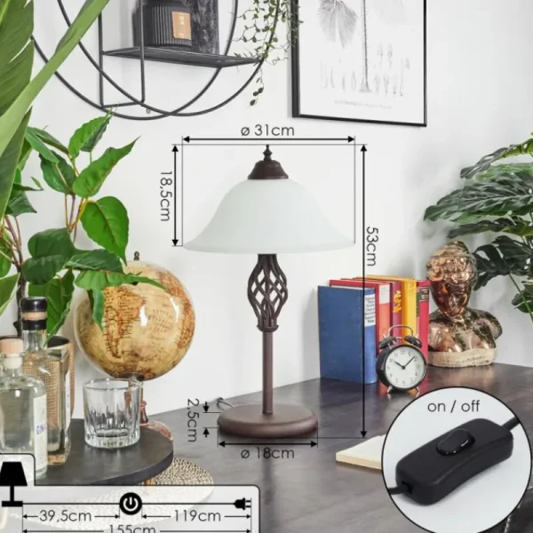 hofstein Lampe de table Mosquerito Rouille, 2 lumières* Lampes En Verre