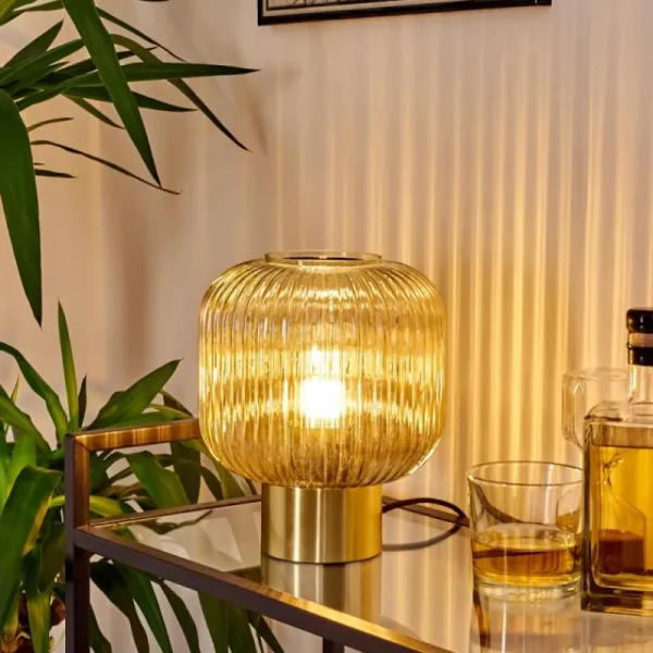 hofstein Lampe de table Paeni Ambre, 1 lumière* Lampes En Verre