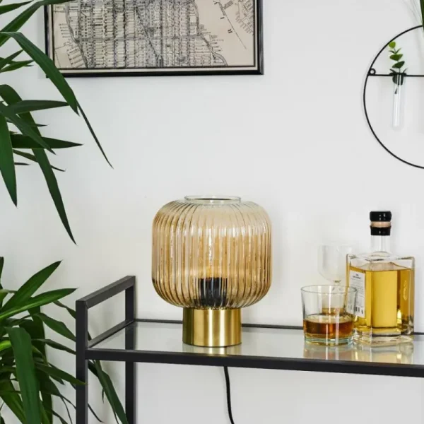 hofstein Lampe de table Paeni Ambre, 1 lumière* Lampes En Verre