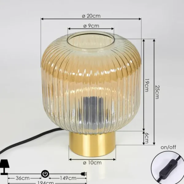 hofstein Lampe de table Paeni Ambre, 1 lumière* Lampes En Verre