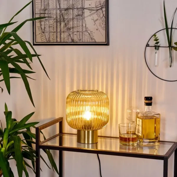 hofstein Lampe de table Paeni Ambre, 1 lumière* Lampes En Verre