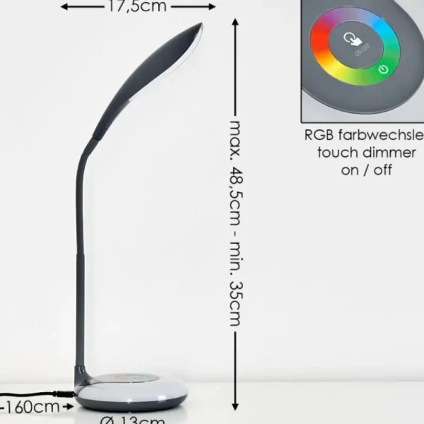 hofstein Lampe de table Paphos LED Noir, 1 lumière, Changeur de couleurs* Lampes Modernes