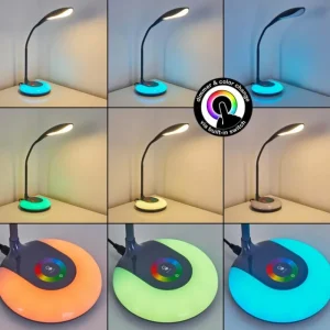 hofstein Lampe de table Paphos LED Noir, 1 lumière, Changeur de couleurs* Lampes Modernes